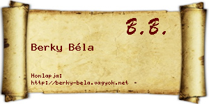 Berky Béla névjegykártya