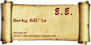 Berky Béla névjegykártya